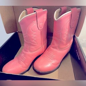 Old West Leather Cowgirl Boots -pink